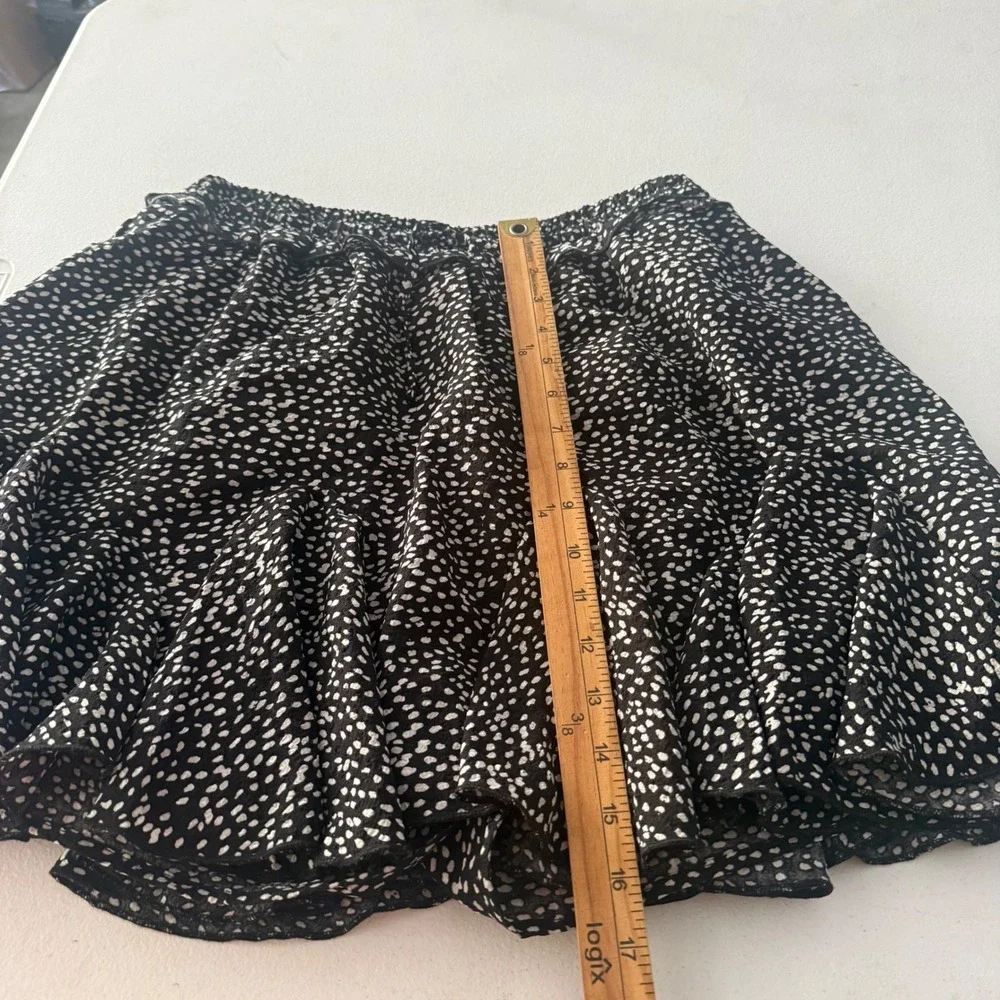Miou Muse Black White Polka Dot Ruffle Mini Skirt Elastic‎ Waist XL